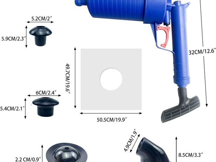 Air Pump Drain Unblocker Heavy Duty,High Pressure Toilet Plunger Sewer Dredge Cleaning Tool, Sink Unblocker with 4 Suckers for Kitchen Bathtub Shower