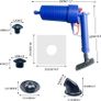 Air Pump Drain Unblocker Heavy Duty,High Pressure Toilet Plunger Sewer Dredge Cleaning Tool, Sink Unblocker with 4 Suckers for Kitchen Bathtub Shower Image 2