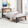 Single Bed Frame with Wood Storage Headboard, 90 x190 cm, Brown 3ft Metal Bed Frame Single for Adults Kids, Mattress Base, Underbed Storage, No Box Spring Needed Image 6