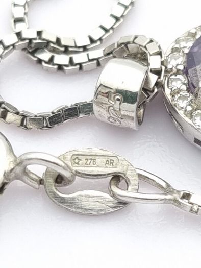925 Silver Cubic Zirconia Halo Amethyst Necklace