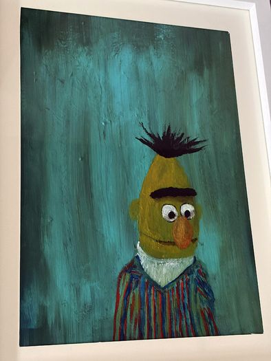 Framed Sesame Street "Bert" Acrylic painting on canvas