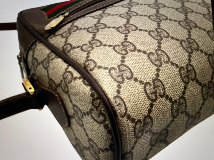 Gucci GG Supreme Canvas Shoulder Bag with Web Stripe and Interlocking G