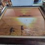 Framed Fisherman Painting Sunset Original On Paper Signed And Framed Sunset Asian Fishing Site. Image 7