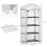4 Tier Mini Greenhouse, Portable Small Green House with Roll-up Door, PE Cover, 70 x 50 x 160 cm, White Image 4
