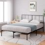 Double Bed Frame with Headboard - 4ft6 (135 x 190 cm) - 14'' Height - Metal Bed Base with Steel Slat Support - Storage Space Underneath - Modern Design - Easy Assembly - Black Image 7