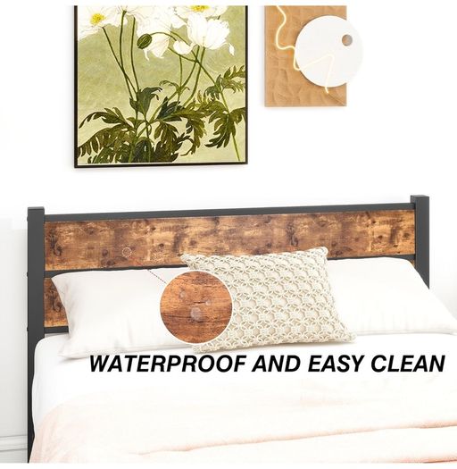 Bed Frame with Wooden Headboard and Footboard