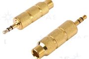 New Gold Audio 3.5 mm Male 1/8 To 6.5 mm 1/4 Female Stereo Adapter 6.3 mm #241