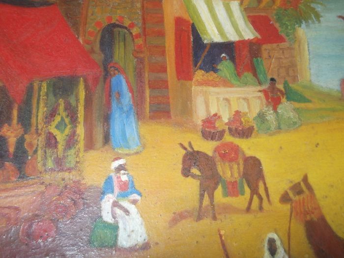 a vintage oil painting on canvas board