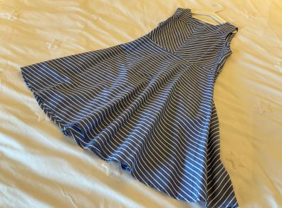 Gorgeous Girls Benetton summer dress nautical blue and white stripe 7 8 9
