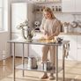 Stainless Steel Food Prep Table Workstation with Adjustable Undershelf  6 x 122 cm Image 2