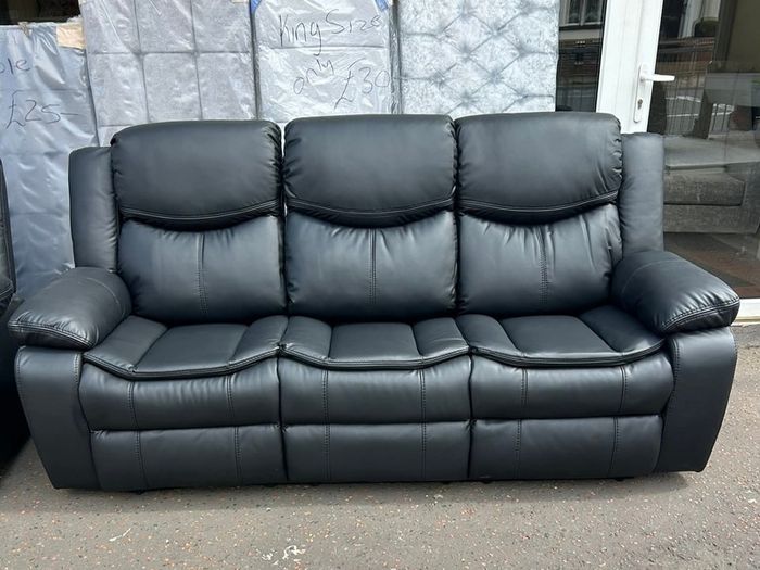 Valerie Black 3+2 Leather Recliner Sofa Set