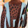 Ribbed lose leopard print polo neck jumper Image 6