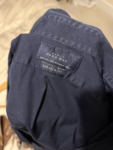 men navy Zara small super slim fit shirt