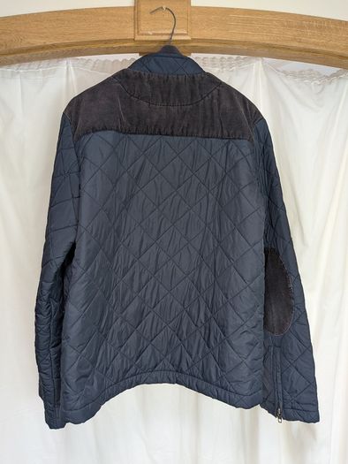 French Connection Mens Navy Quilted Jacket Size M Corduroy Elbow Patches FCUK