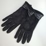 Black Leather & Suede Gloves with Bow Detail | Elegant Winter Accessories Image 2