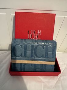 Caroline Herrera blue and cream wallet