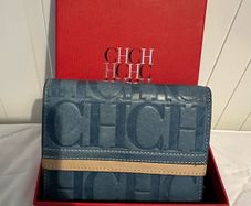 Caroline Herrera blue and cream wallet
