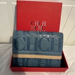 Caroline Herrera blue and cream wallet