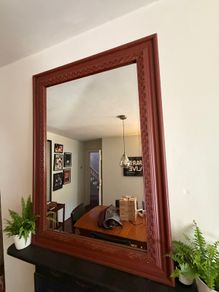 Dark brown over mantle mirror