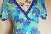 Size 10 Blue Turquiose and Green Top