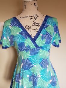Size 10 Blue Turquiose and Green Top