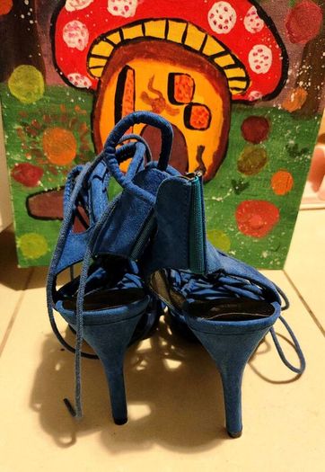 Price drop MISO Blue Rope-Lace Heeled Sandals Size UK 7 / EU 40