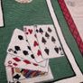 Vintage Needlepoint Poker / Card Game Table Cover | Green Casino Style Playing Card Mat Image 5