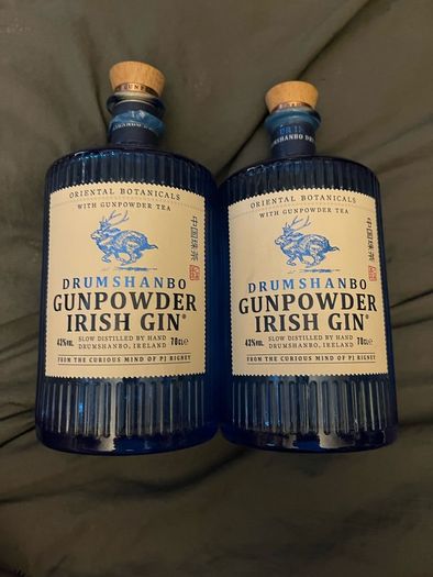 Drumshanbo Gunpowder Irish Gin Jameson black barrel whisky Ballantines Teeling whiskey empty Bottle