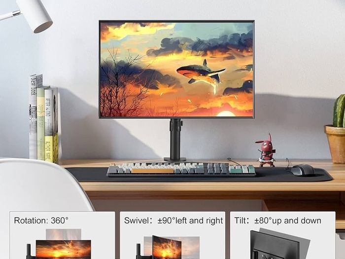 NEW SALE | Monitor Arm Desk Mount, Max. Load 10kg, Adjustable Mount with Tilt Swivel Rotation for 13-32 inch LCD LED Screens, 2 Mouting Options, Vesa 75x75/100x100mm