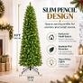 8FT/2.4m Slim Pre-Lit Artificial Pencil Christmas Tree with Lights Image 10