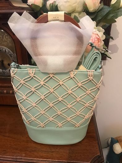 Price reduced -Brand new bag mint green bag still wooden handles