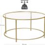 Coffee table, side table round, glass table with metal frame, tempered glass, bedside table, sofa table, for balcony, golden Image 3