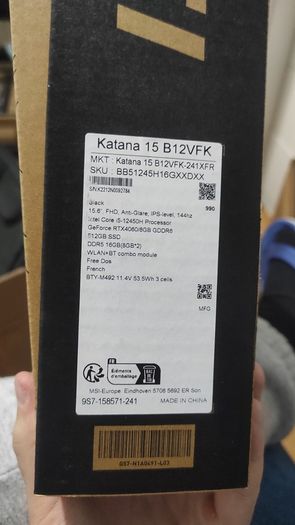 Msi Katana 15 B12vfk I5-12450h , Rtx 4060 , 16gb , 512gb
