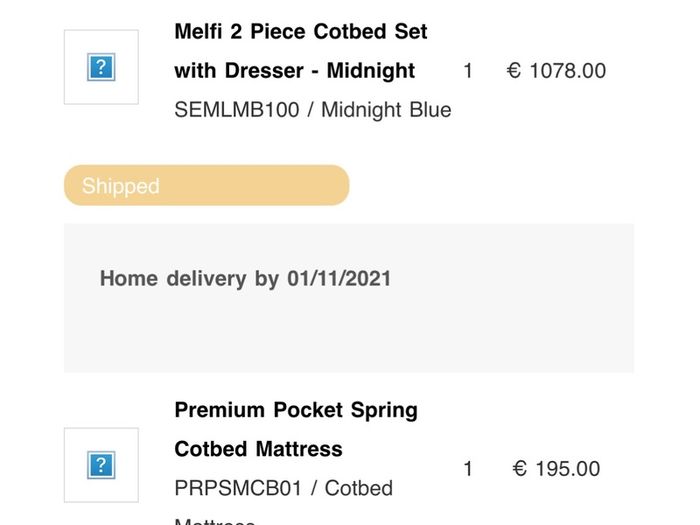 Mamas & Papas Melfi Cot Bed (Midnight/Navy) inc. premium mattress