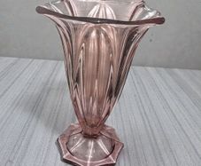 Pink pressed glass Walther Art Deco vase