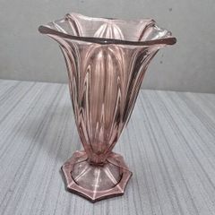 Pink pressed glass Walther Art Deco vase