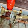 Pair Gun Barrel Deco Era Brass Candlesticks Early 20th Century Image 7