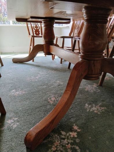 Custom-made Solid Elm Dining Table & 8 Chairs