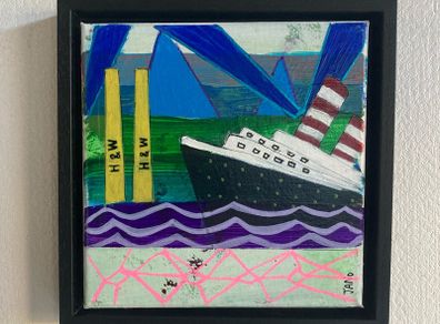Original Titanic meets Poolbeg Chimneys Original Art Contemporary Art Dublin Original Gift Art Gift