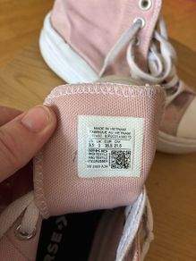 Dusty pink converse high tops