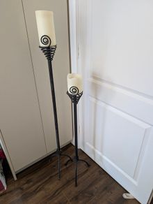 Vintage wrought iron floor standing candle holders