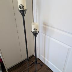 Vintage wrought iron floor standing candle holders