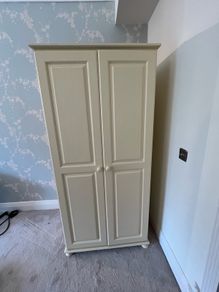 Painted Solid Pine 2-Door Wardrobe with Internal Storage
