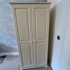 Painted Solid Pine 2-Door Wardrobe with Internal Storage