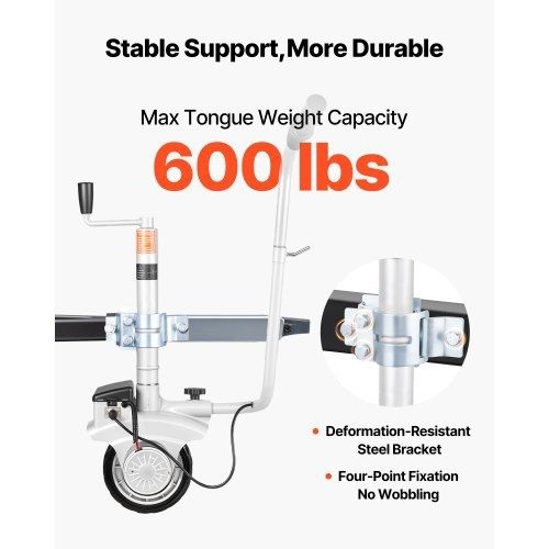 Electric Trailer Dolly, 2.5 T Towing Capacity, 380W 12V Motorized Jockey Wheel with 7 m/min Moving Speed, 31-63 cm Adjustable Clamp Height & 20.3 cm Rubber Tire, For Moving Caravan Boat