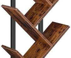 NEW SALE | Tree Bookshelf Tall, 9-Tier Floor Standing Book Shelf, Tall Bookcase for CDs Albums, for Living Room, Rustic Brown and Black
