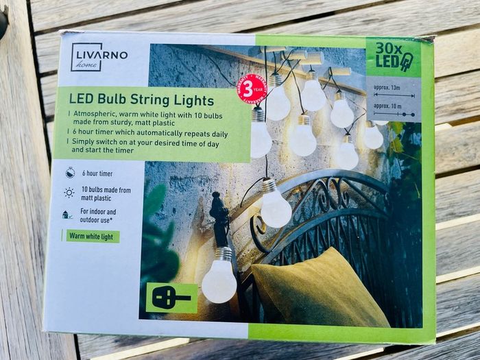 LIVARNO Home LED Bulb String Lights Outdoor Indoor Warm White Garden Patio Lights