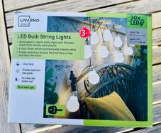 LIVARNO Home LED Bulb String Lights Outdoor Indoor Warm White Garden Patio Lights