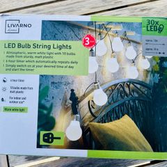 LIVARNO Home LED Bulb String Lights Outdoor Indoor Warm White Garden Patio Lights
