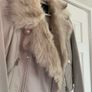 River Island Beige Faux Leather Jacket with Removable Faux Fur Collar Image 5
